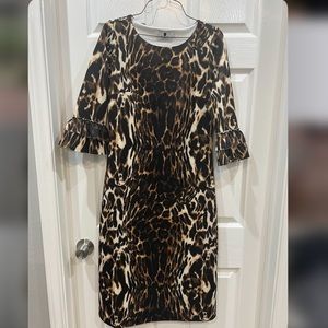 Dainty Jewell’s midi layering animal print leopard dress size small